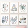 Marine Life Octopus Whale Turtle Custom Baby Name Kids Room Posters Prints Wall Art Picture Decor Nordic Nursery Canvas Painting