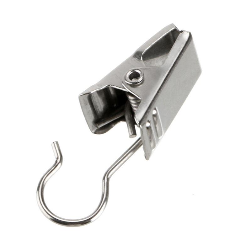 10 Pcs Heavy Duty Curtain Clips W Hook - Silver