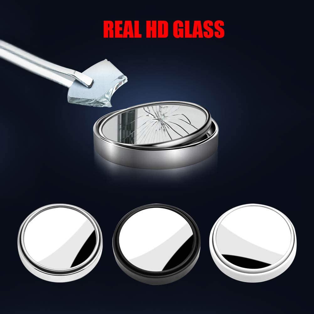 2Pcs Blind Spot Mirror 360 Degree Adjustable HD Glass and ABS Housing Convex Round Stick On Mirror