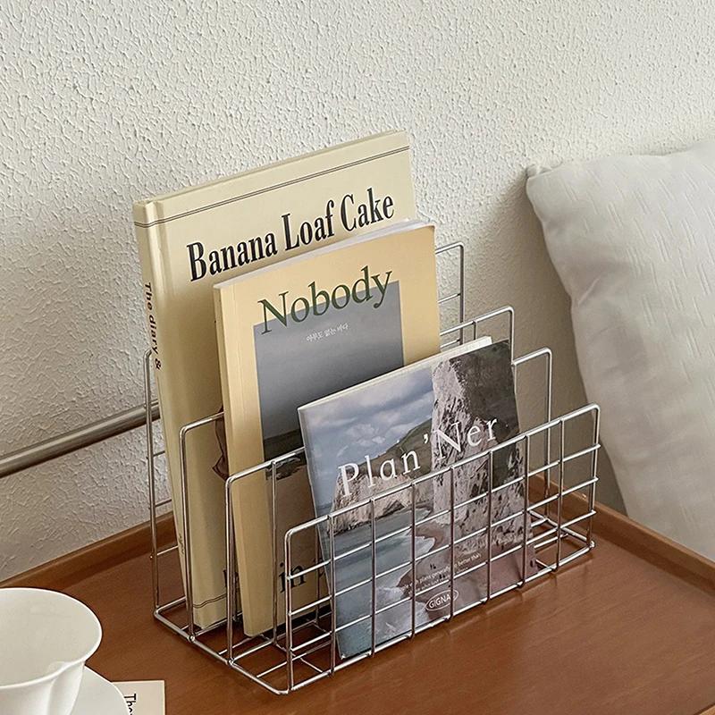 Ins Minimalist Iron Desktop Storage Rack Organizer Table Organizing Rack Document Book Rack Desk Multi-functional Storage Rack