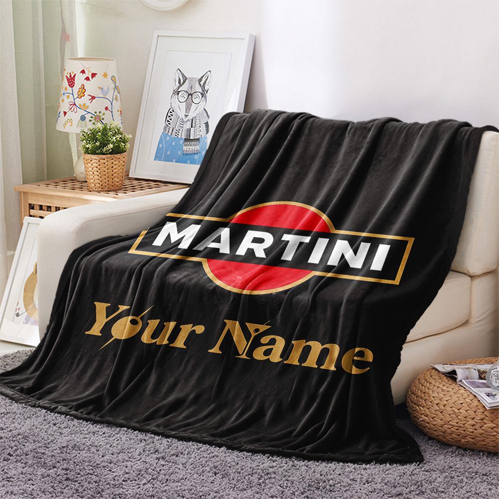 1PC Martini Custom Name Patterned Flannel Blanket Suitable For All Seasons For Home Decor Warmth And Comfort Gifts Holiday Present
