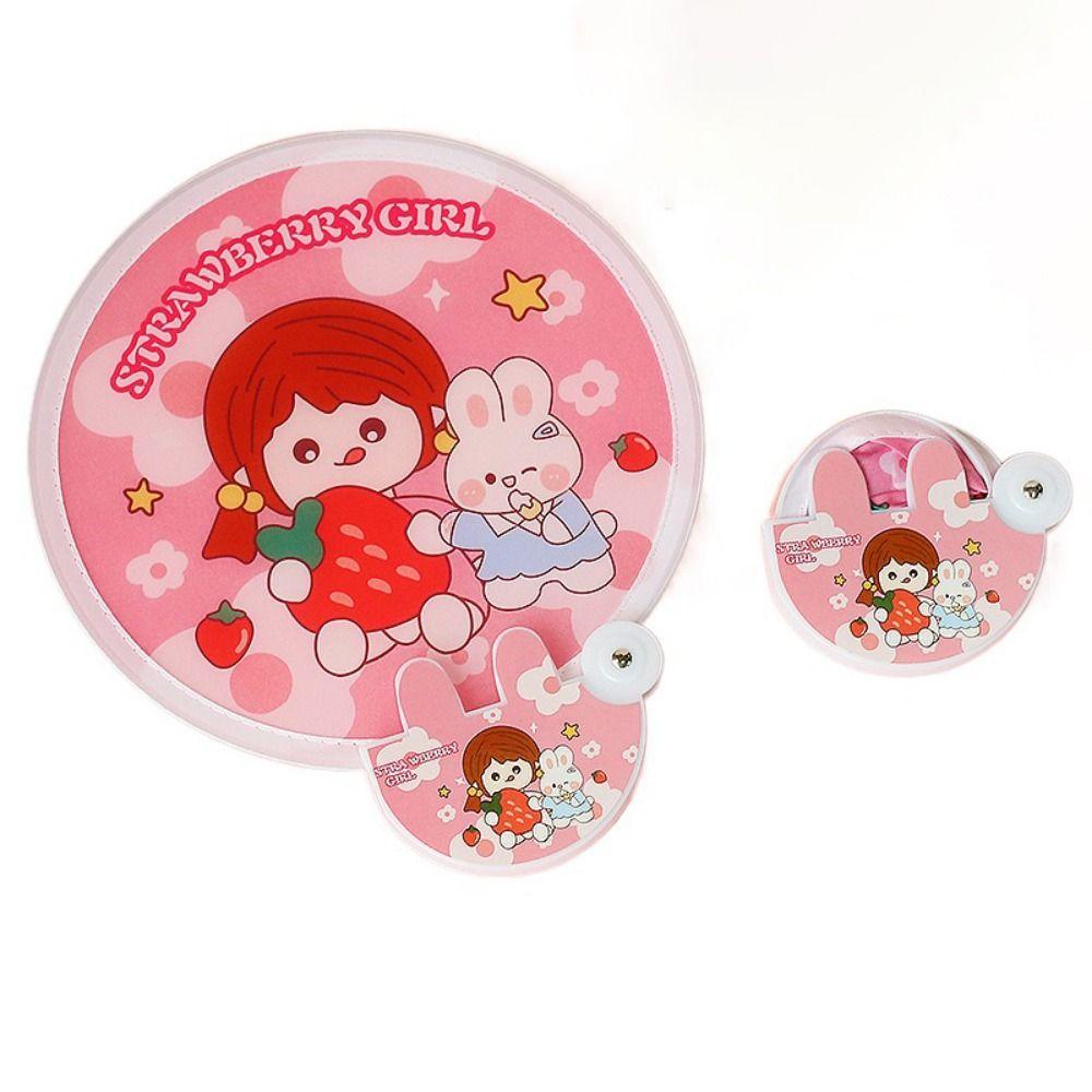 High-looking Mini Round Fan Hand-operated Portable Cloth Fan Cartoon Folding Round Fan  Home Decor