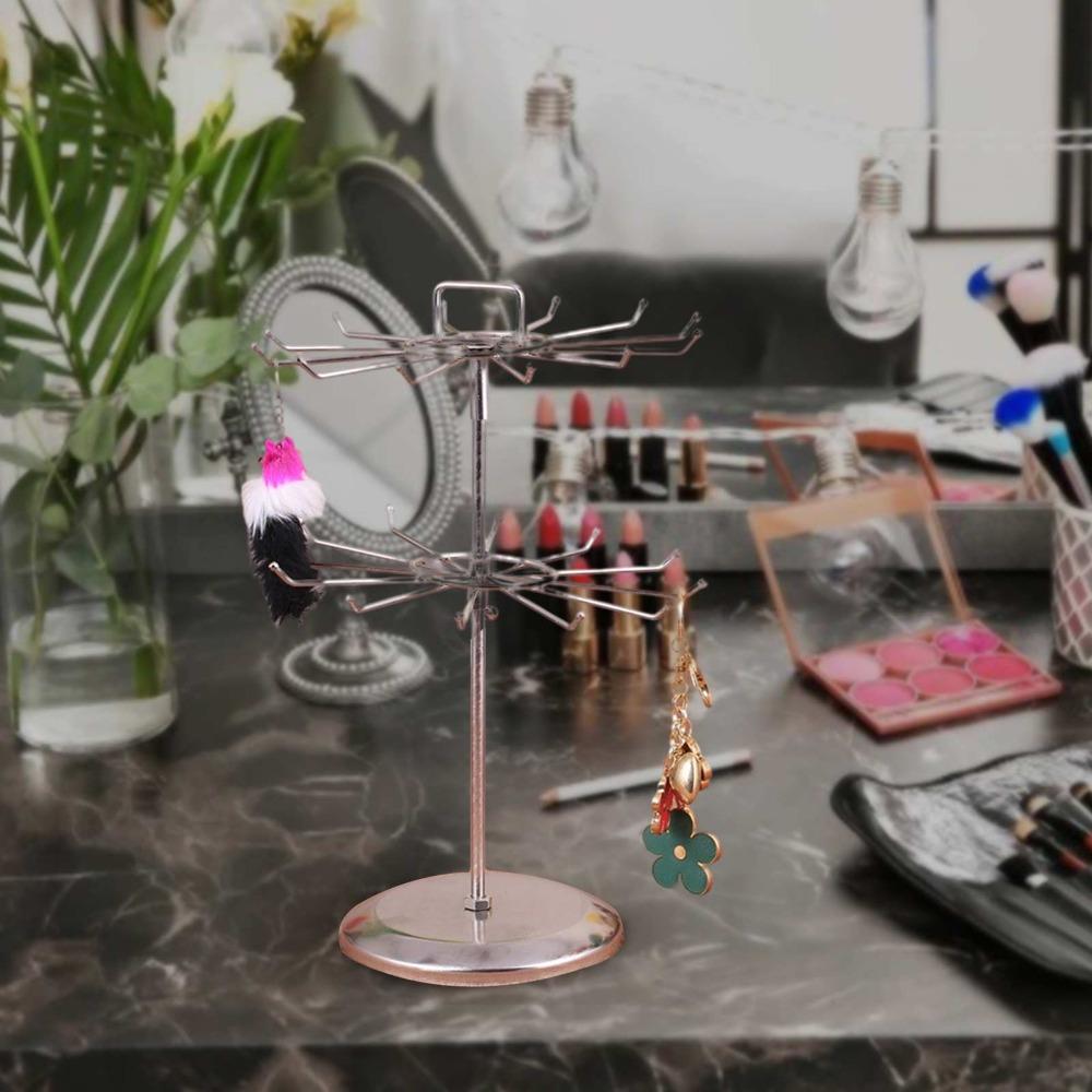 Rotatable Jewelry Organizer Stand Iron Material Two Tier Jewelry Rack  For Rings