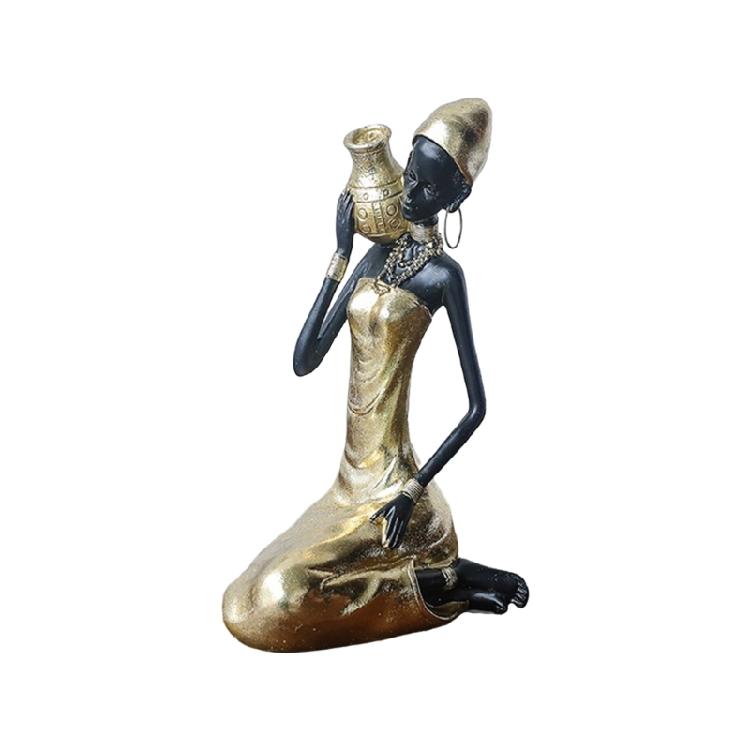 Resins Figure of African Black Woman Sculpture for Adding Cultural Touch to Interior