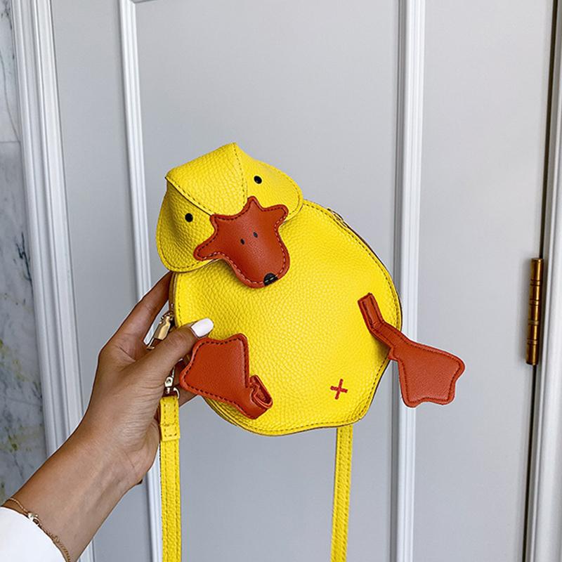 

Кошелек из искусственной кожи для девочек в форме мультяшной утки, сумка через плечо для женщин, дизайнерская сумка через плечо, маленькая сумочка жёлтый