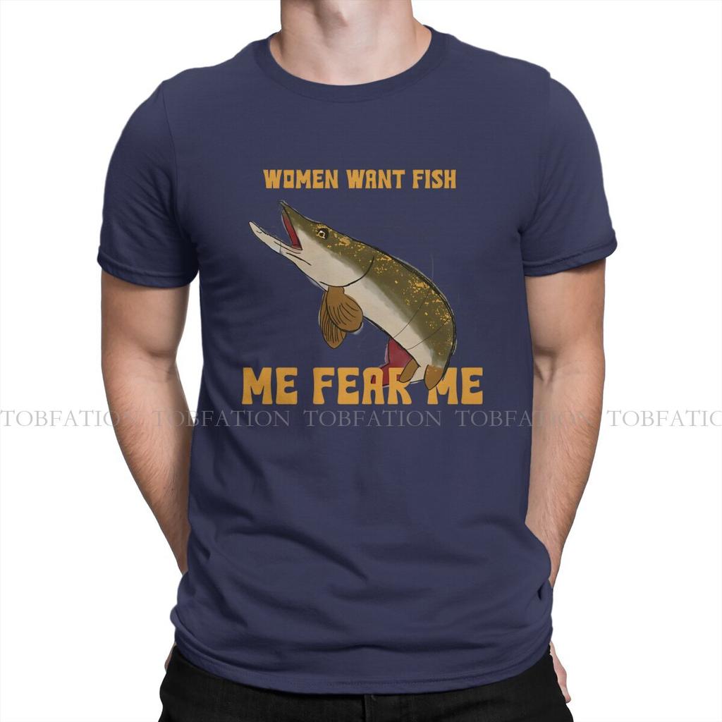 ZX Women Want Fish Me Fear Me Fish Funny Men T Shirt Cotton Fashion Crewneck TShirt Harajuku Streetwear