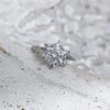 S925 Sterling Silver Six-Prong Heart Snowflake Ring with One Carat D Color Moissanite