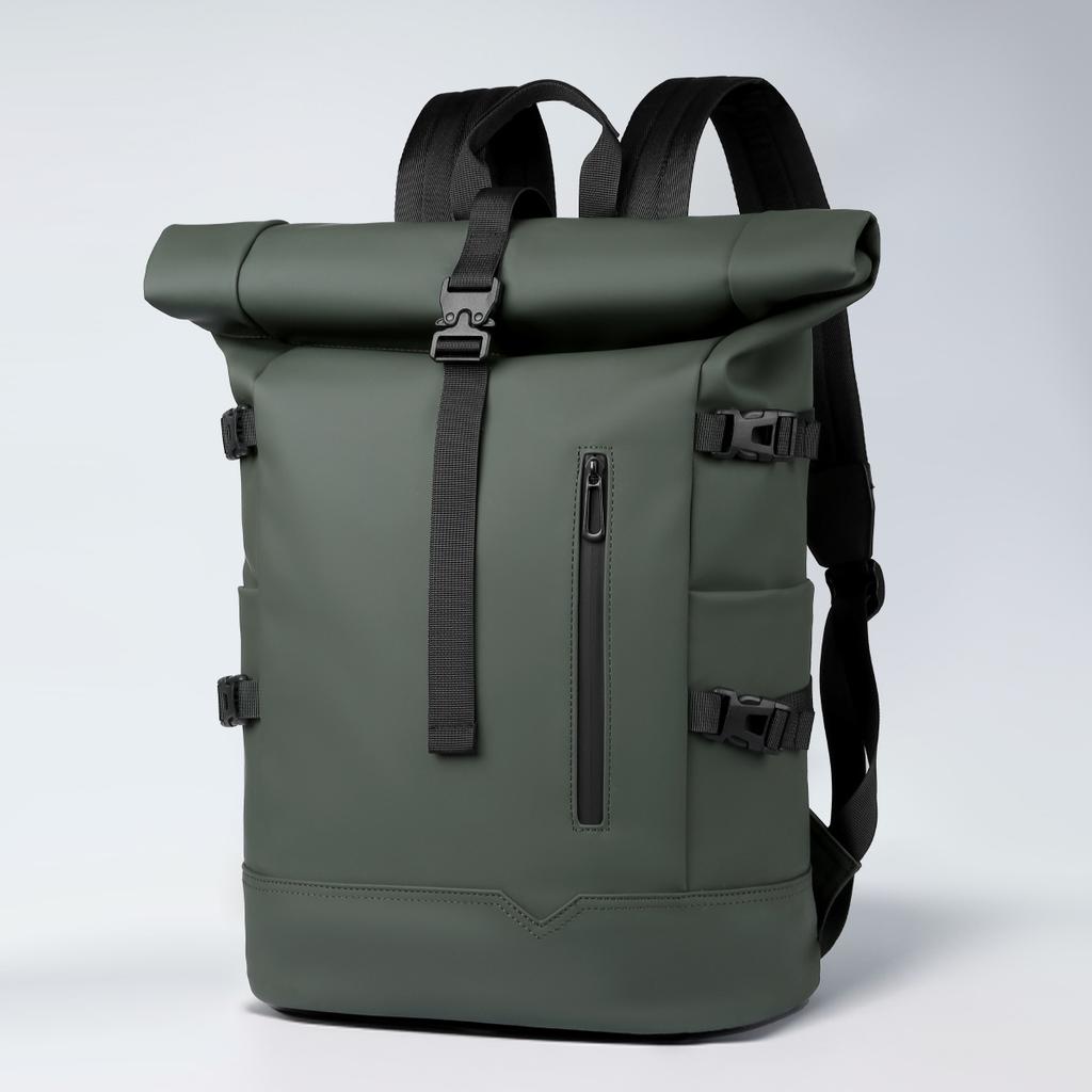 Schoolbag Backpack Men's Commuter Large Capacity Travel Bag 17.1 Inch Computer Bag Business Backpack College Student School Bag PU Leather