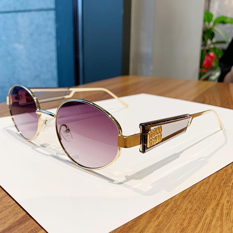 Retro Oval Frame Sunglasses  New Metal Sunglasses Ins Street Sunglasses 98111