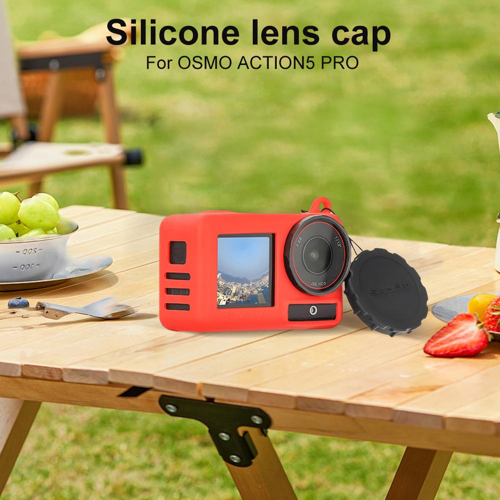 Silicone Cover Shockproof Sport Camera Case with Hanging Rope Scratch-proof Camera Cover for Osmo Action 5 Pro Accessories