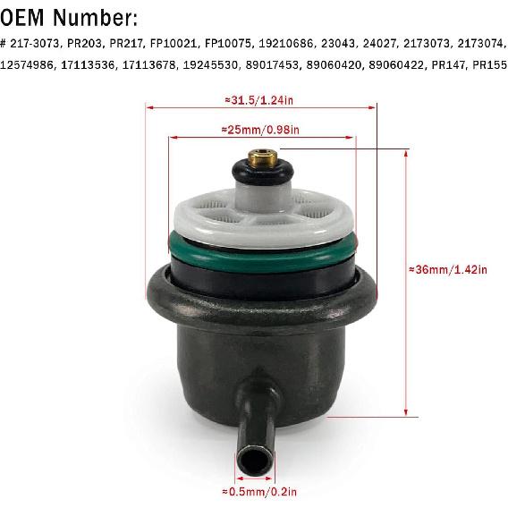 Fuel Pressure Regulator Compatible with Buick Cadillac Chevrotlet Isuzu GMC Hummer Pontiac Oldsmobile #FP10021 PR203 PR217 PR155 217-3073