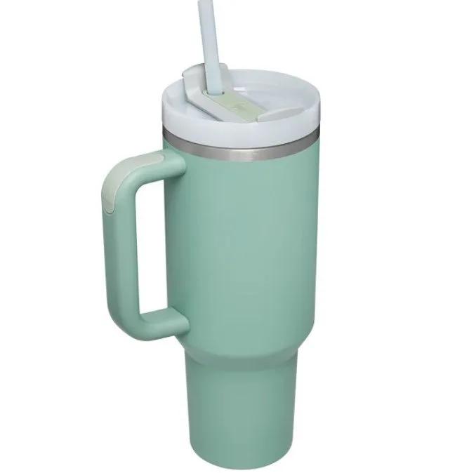 Steel Vacuum Insulated Tumbler Double Wall Vacuum Travel Water Bottle 40oz Insulated Tumbler with Straw Lid and Handle