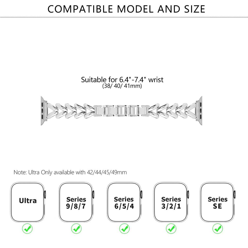 KALEBOL For Apple Watch Series 11 10 42mm/9 8 7 41mm/SE3 SE2 SE 6 5 4 40mm/3 2 1 38mm Watch Band Zinc Alloy Strap V-Shape