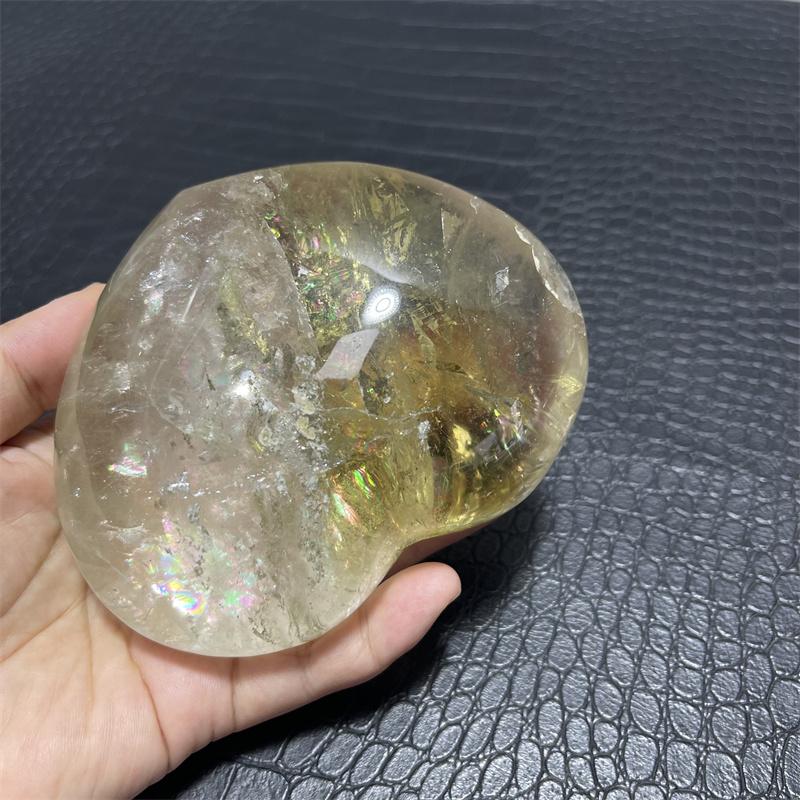 917g Rainbow Clear Citrine Quartz Heart Crystal Natural Stone Quartz Stone Minerals Home Decoration Reiki