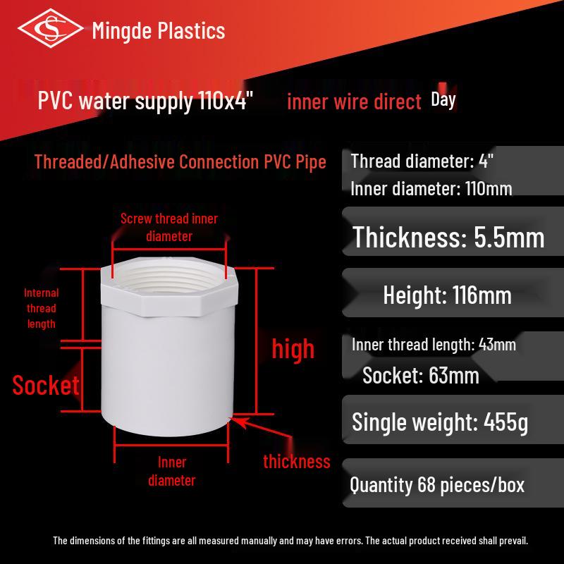 PVC Female Threaded Coupling for Water Pipes - All-Plastic Joint Fittings Accessories