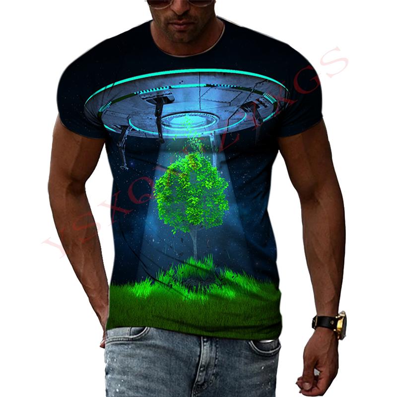 

НЛО Вторгнення Інопланетян Серія Земля Оригінальна 3D Хараджуку З принтом Чоловіча та Жіноча Наукова Фантастика Смішна Футболка з Круглим Вирізом та Коротким Рукавом 6XL