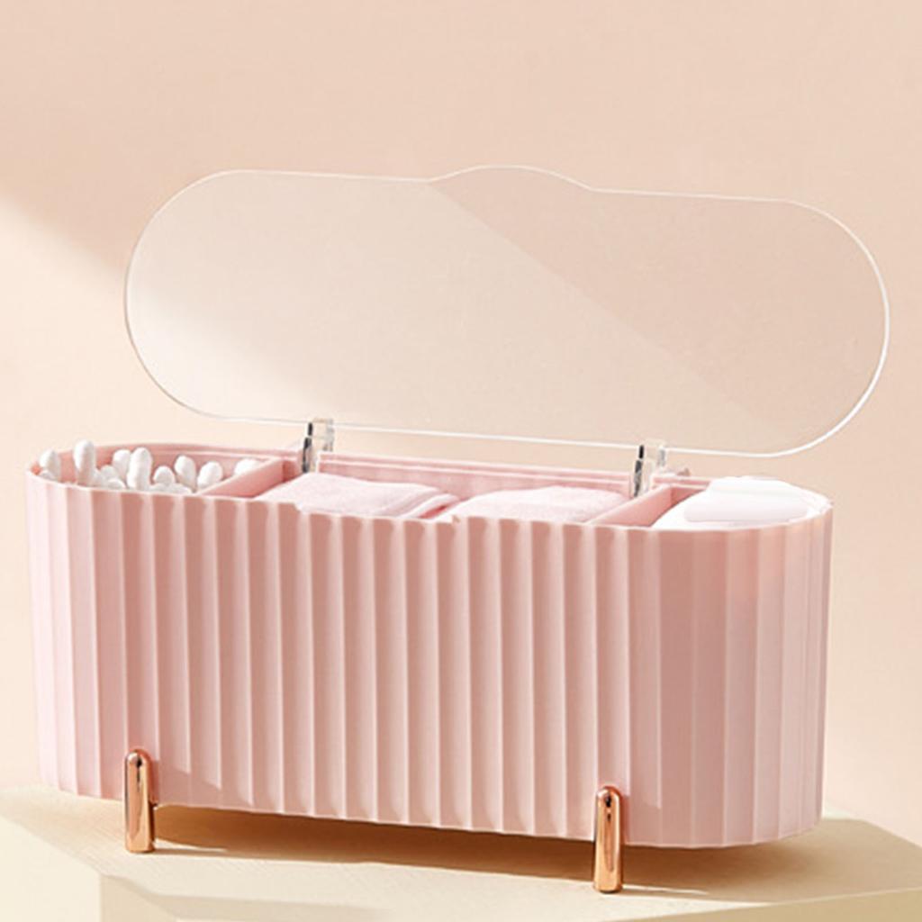 Dustproof Makeup Organizer Box Plastic Cotton Swab Pad Storage Container with Lid For Bathroom Home