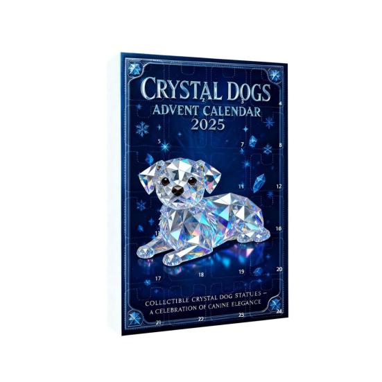 Adventní kalendář pro psy z umělého křišťálu 2025 24denní odpočítávací krabička s roztomilými akrylovými figurkami štěňat, vánoční stromová dekorace pro milovníky psů