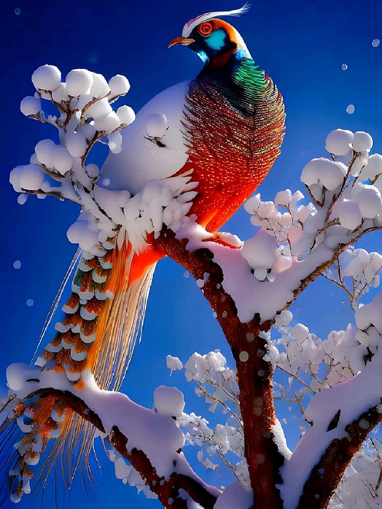 

Новый 5D DIY алмазная живопись красочные птицы павлин снежный пейзаж горный хрусталь мозаика вышивка крестиком Алмазный комплект ручной работы Full Round 30x40CM