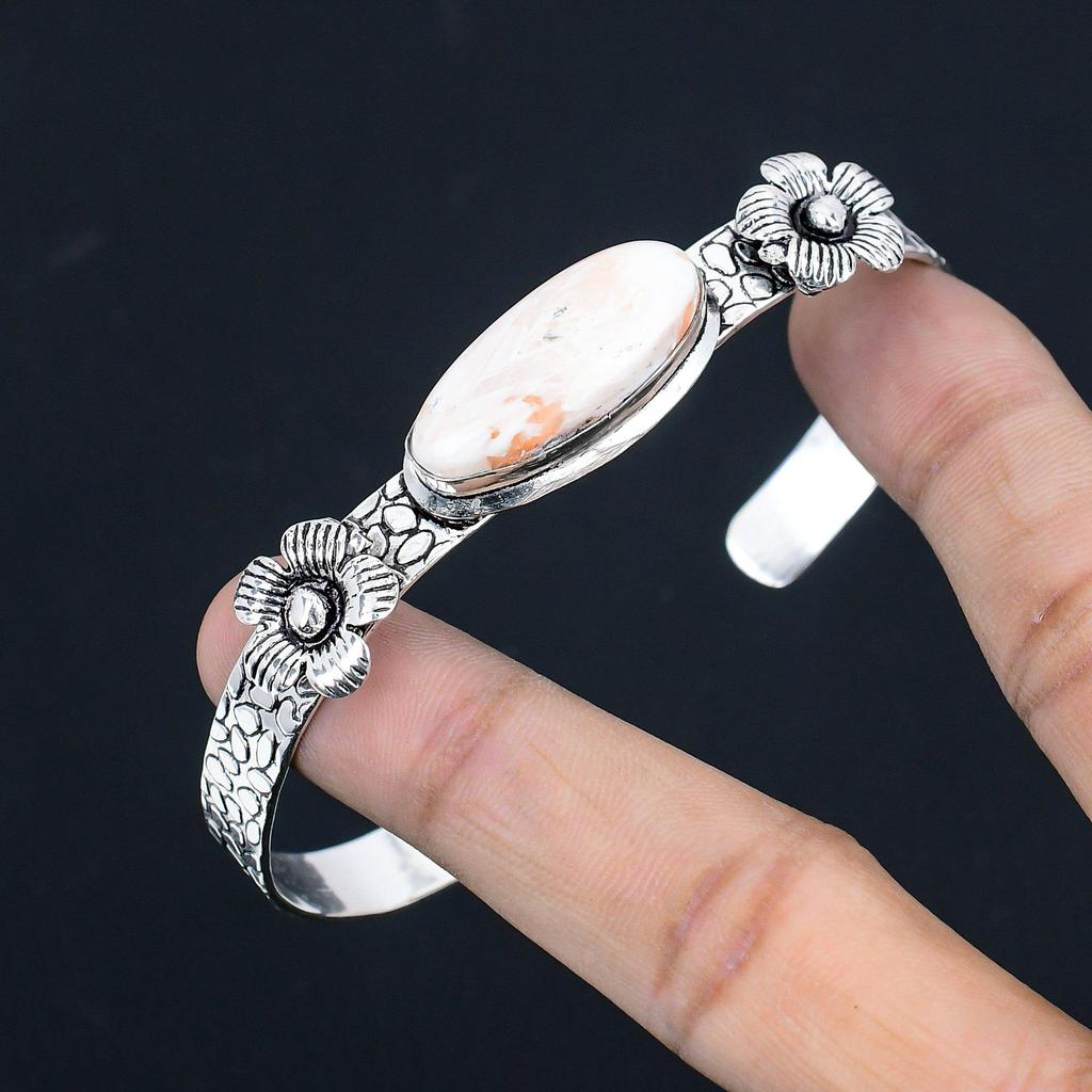 Dzień Kobiet Promocja Scolecyt Kamień Szlachetny Srebro 925 Modny Kwiatowy Boho Bransoletka