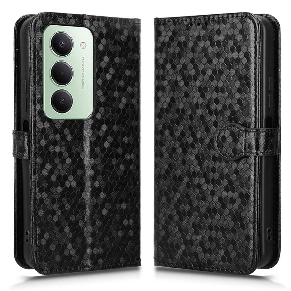 For Xiaomi Redmi 15 5G (Global) (169mm) Wallet Case Dot Pattern Imprint PU Leather Phone Cover with Wrist Strap