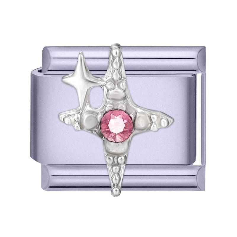 Y2K Zircon Bow Butterfly Heart Moon Pink Purple Blue Italian Charm Links Fit 9MM Stainless Steel Bracelet Women DIY Making Gifts