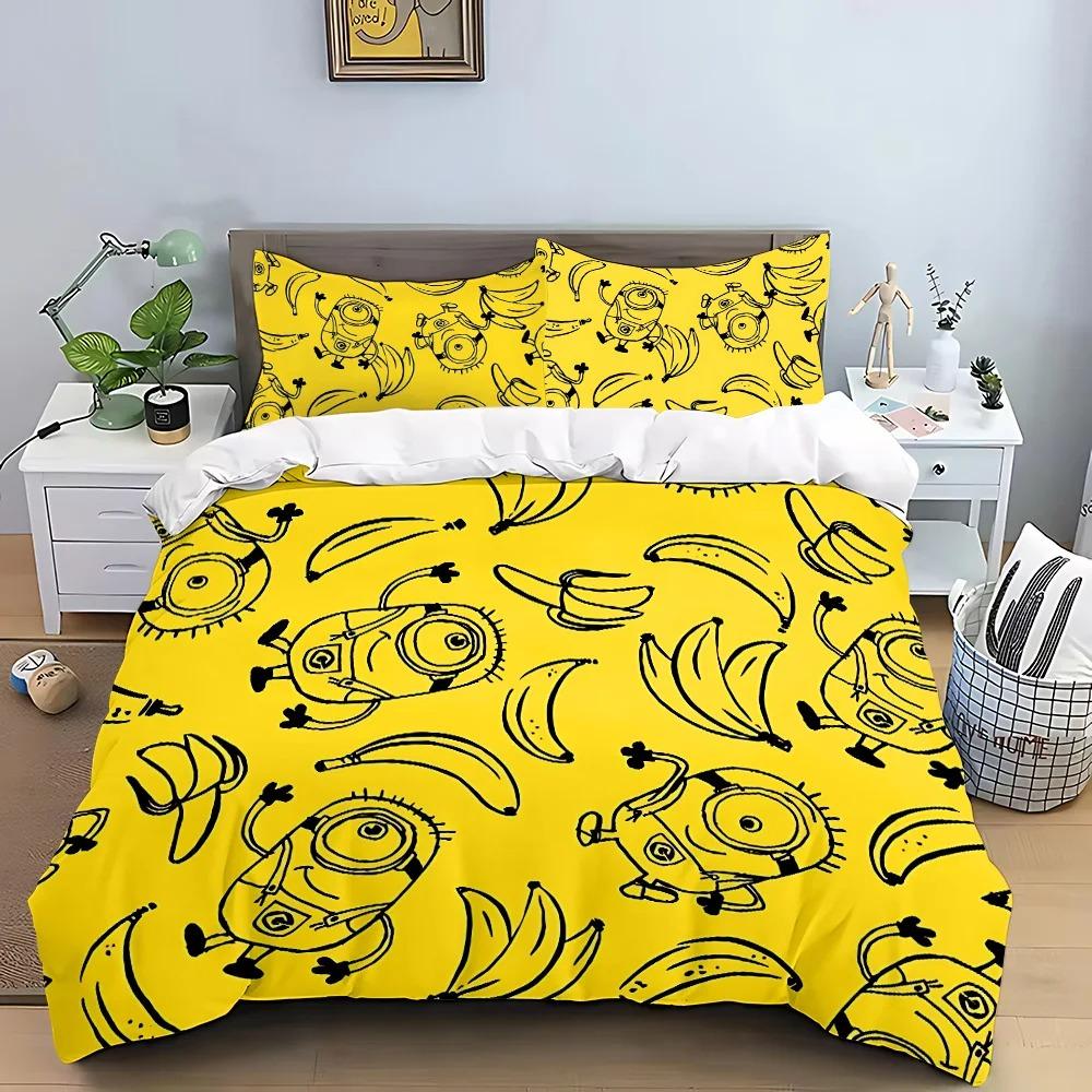Hot Anime Catoon M-Minions Bedding Set Duvet Cover Pillowcase Bedroom Decoration Full Size Youth Kids Girl Boys Birthday Gift