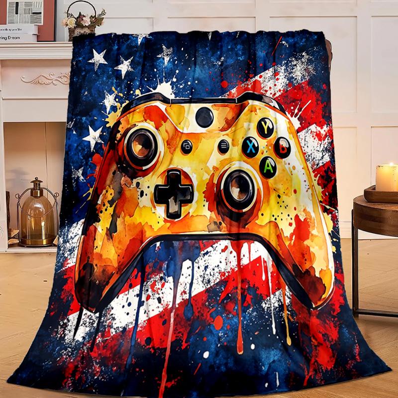 1PC Colorful Gaming Controller Flannel Blanket Gift, Suitable for Both Men And Women, Soft Ideal for Beds And Sofa, Birthday Or Christmas Gift