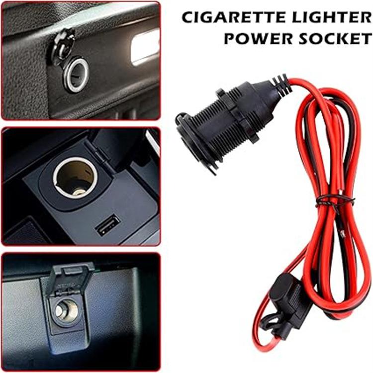 12 awg 12V24V High-power Waterproof Threaded Cigarette Lighter Female Socket Wire for Car and Motorcycle Modification