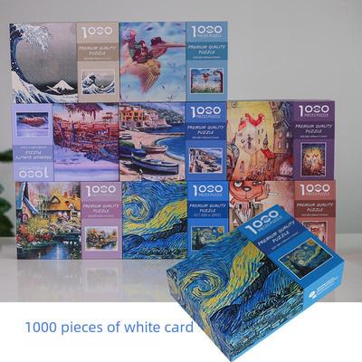 """Bílá karta Mini 1000dílné puzzle Kanagawa Velká vlna - Pevný spoj, žádné volné dílky"""