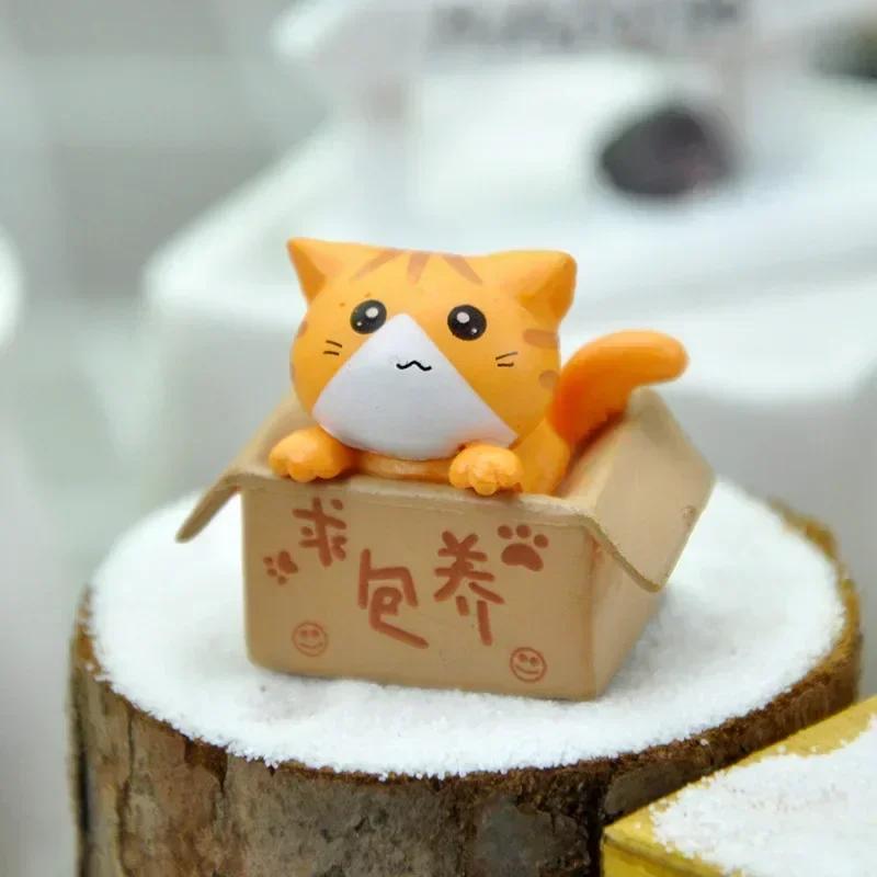 4pcs Mini Cat Ornament Garden Kitten Statue Gift For Kids Children Baby Room Cute Kawaii Toy Miniature Figurines Home Decoration