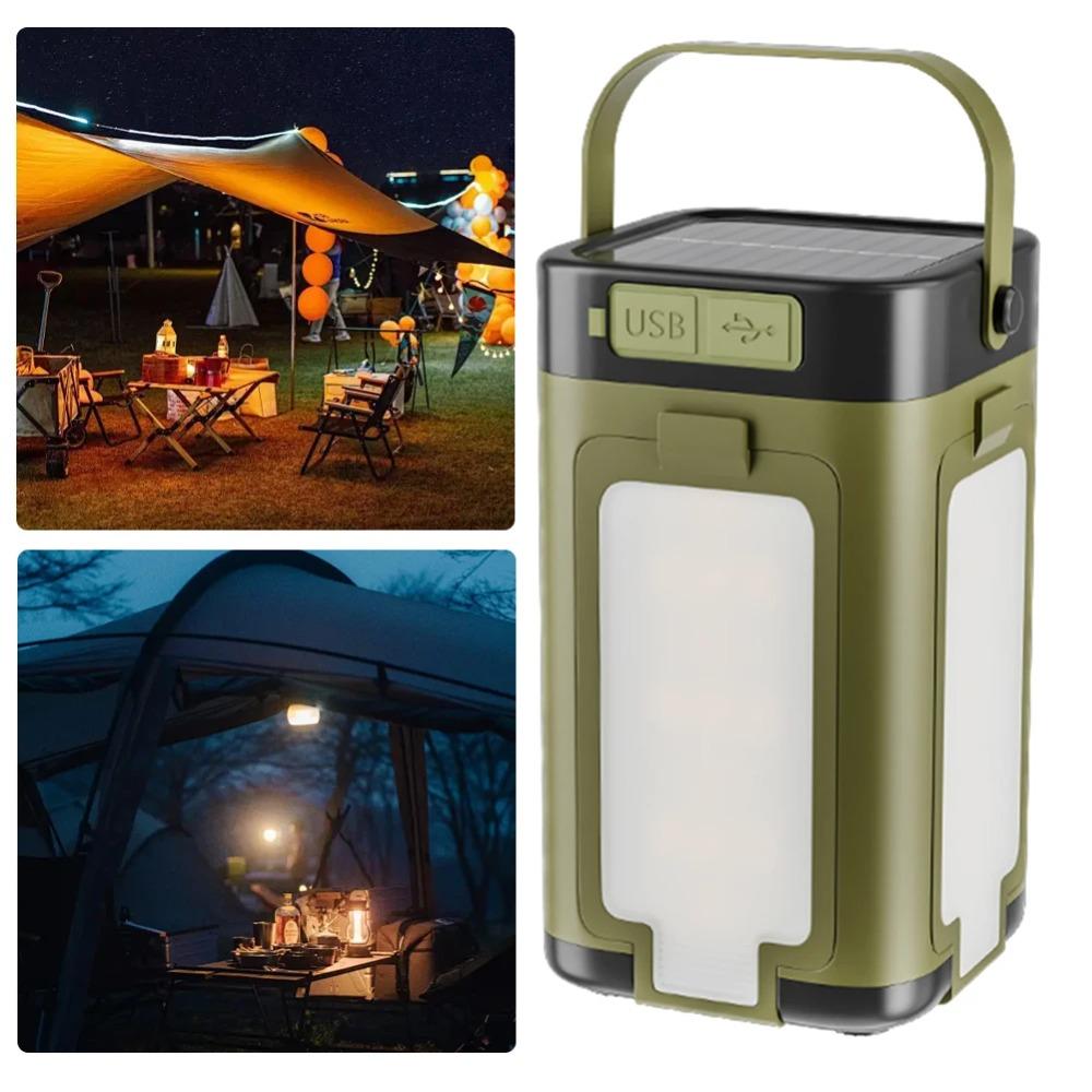 Solar Camping Lantern Foldable Camping Light Waterproof Rechargeable Lantern LED Tent Light for Camping Hiking Fishing Emergency