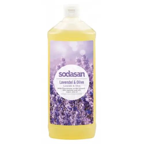 Organic Liquid Soap Lavender-Olive Soothing with Lavender and Olive Oil SODASAN 1 L.