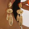Exaggerated Light Luxury Metal Geometric Earrings for Women Oval Pendant Eardrop Retro Punk Classic Zircon Gifts