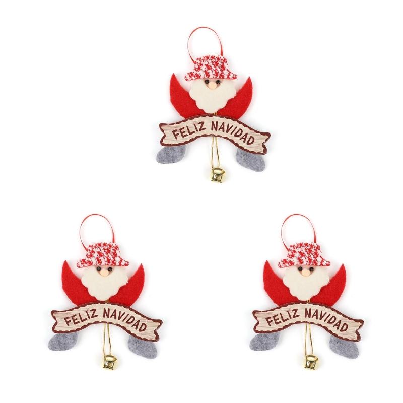 

3 Pcs Christmas Bells Santa Pendant Hanging Ornament Christmas Tree Decoration Holiday Party Decoration