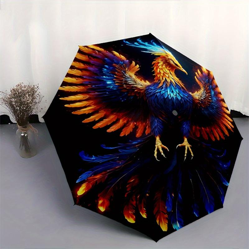 1pc Colorful Bird Durable Cartoon Folding Umbrella,Compact Umbrella for Men and Women, Suitable for Travel or Daily Use.R002