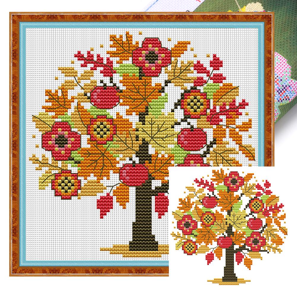 Partial Embroidery Eco-cotton Thread 14CT Printed Tree Cross Stitch Kit