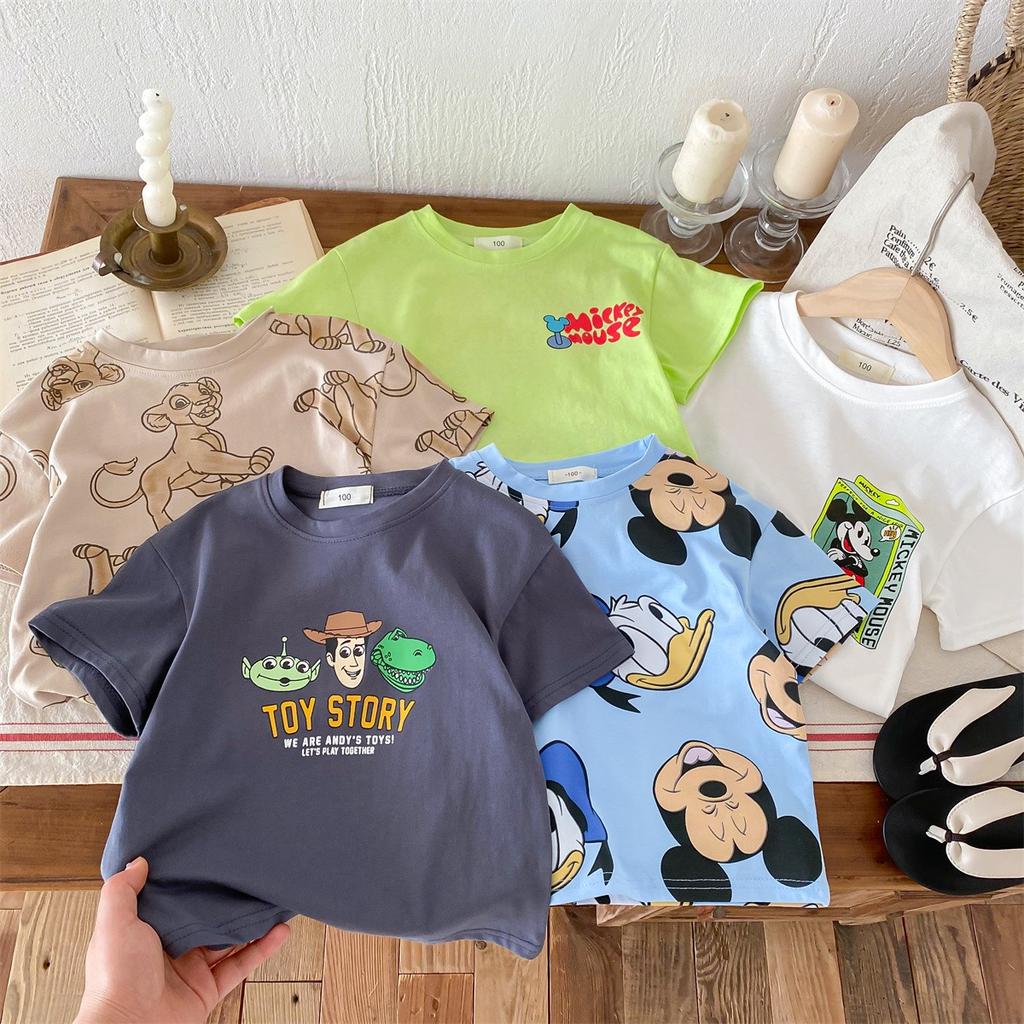 Tricou Nou de Vară 2024 pentru Băieți Imprimat Desene Animate Modă Larg Liber Mânecă Scurtă Topuri Haine Copii Bebeluși Gât Rotund Tricouri 9l-6a