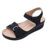 Frühling und Sommer neue y flacher Boden dicke Sohle Keilabsatz Sandalen Damen Übergröße hohle Klettverschluss-Sandalen