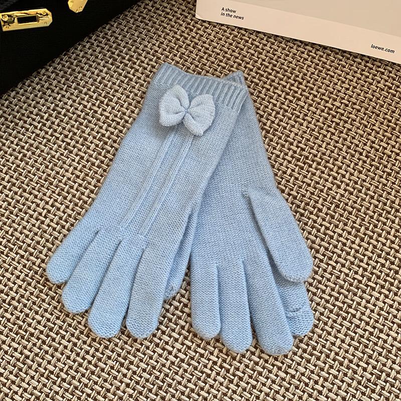 Милые зимние вязаные перчатки без пальцев с бантом