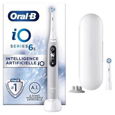 Escova de dentes elétrica Oral-B iO 6S com conexão Bluetooth, cinza, 2 cabeças de escova, 1 estojo de viagem