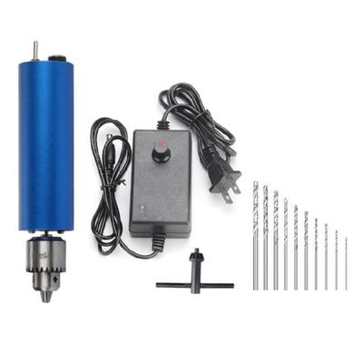 DIY Mini Electric Hand Drill with Power Adapter Wrench 10pcs Micro Drill Bits