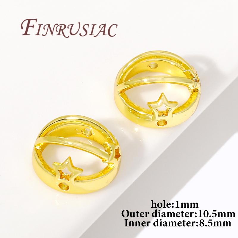 Multi Types 14K/18K Gold Plated Round Bead Frame,Brass Metal Circle Frame Connectors Spacers Beads,DIY Beading Jewelry Making