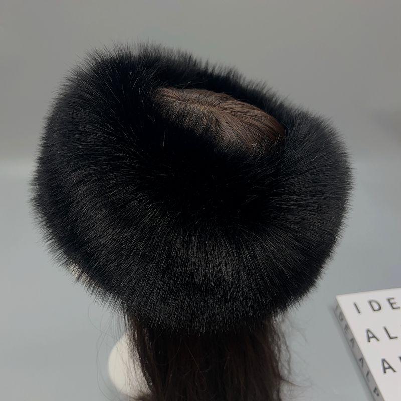 

Fluffy Fur Women S Winter Hat Warm Ear Protection Snow Ski Cap Female Faux Fox Fur Headband Hat Windproof Hat чорний