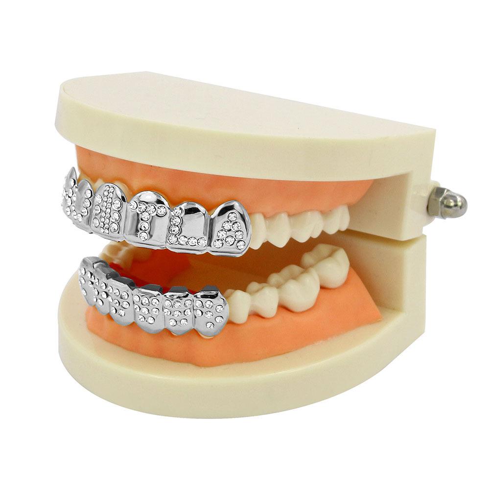 European & American Diamond-Studded Gold Plated Hip Hop Letter Grillz - Halloween Jewelry Gift