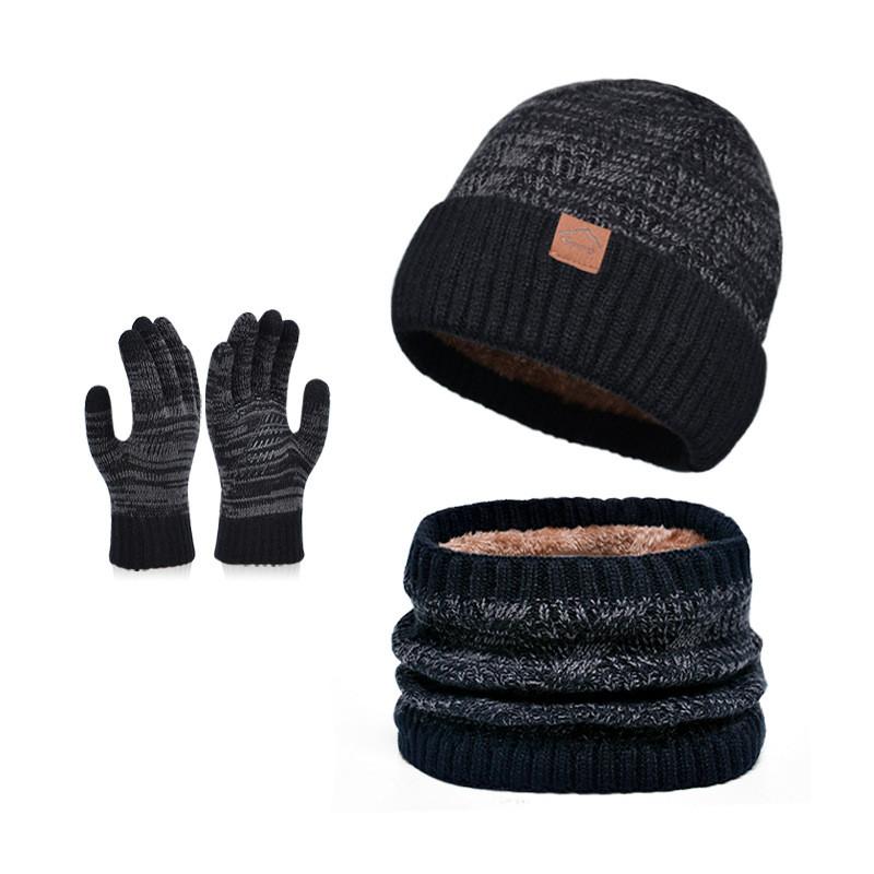 Knitted Winter Hat And Gloves Set With Fleece Lining For Men And Women