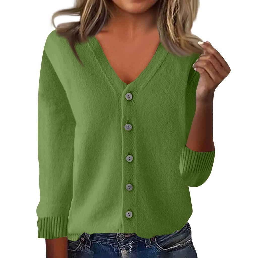 Women's Fashion Loose Knit Top Long Sleeve Casual Color Cardigan Jacket