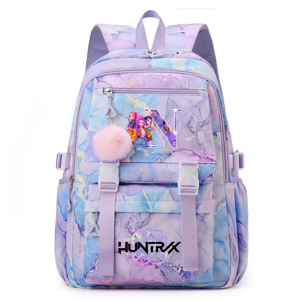 Cute Cartoon 26 English Letters Printed Backpack Schoolbag for Teenager Student Girl Boy Bookbag Large Capacity Waterproof Travel Bag Mochila