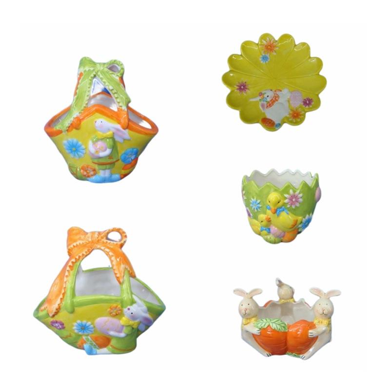 Wjg Pretty B Easter Tall Cake Table Display Stand Rabbit Ornament Porcelain Dinner Plate Dim Sum Baking Tray Ceramic Modern Simple Cm
