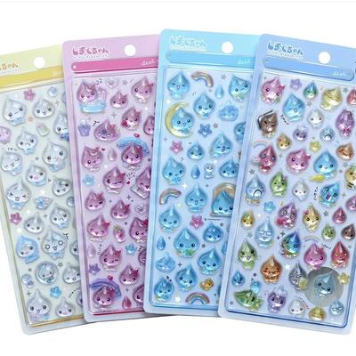 1/6Pcs Cute Small Water Drop 3D Crystal Stickers Cartoon Sparkling Raindrop Crystal Drop Glue Diy Decorative Stickers Gifts